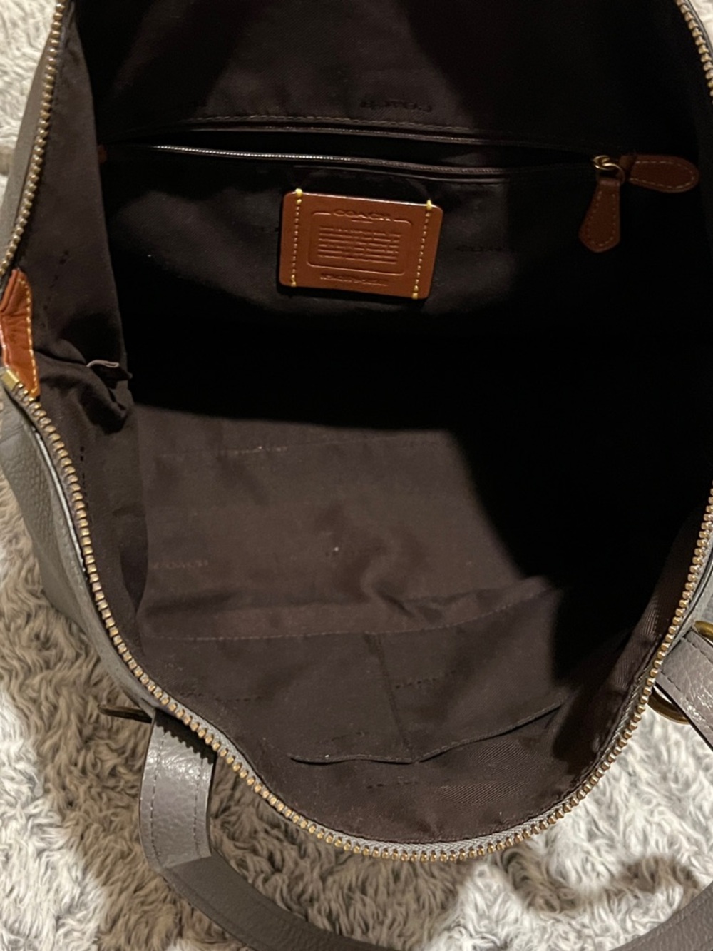 Coach Gray Tote with Tan Accent and Gold Hardware - Picture 8 of 12